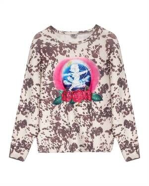 NEW BOYS LIE women's lovestruck cowgal longsleeve thermal sweater in cow print